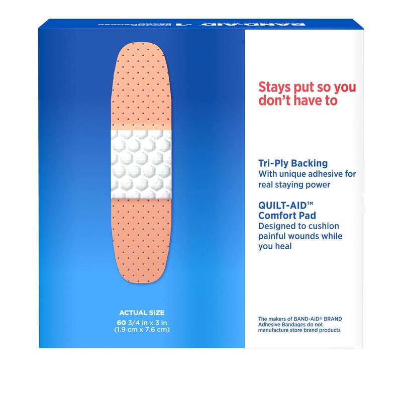 Band-Aid لصقات باند-أيد ماركة ترو-ستاي البلاستيكية اللاصقة للعناية بالجروح والإسعافات الأولية، حجم واحد، 60 قطعة - Image 2